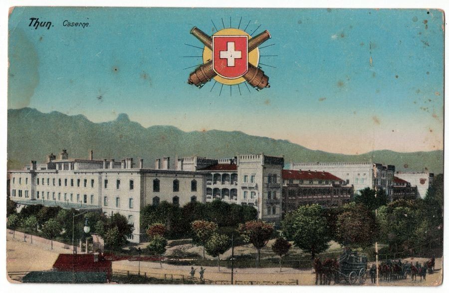 Cartoline postali: Thun, Caserne, gelaufen 1914 mit Feldpost – Usato da Frauenfeld venduto da POML