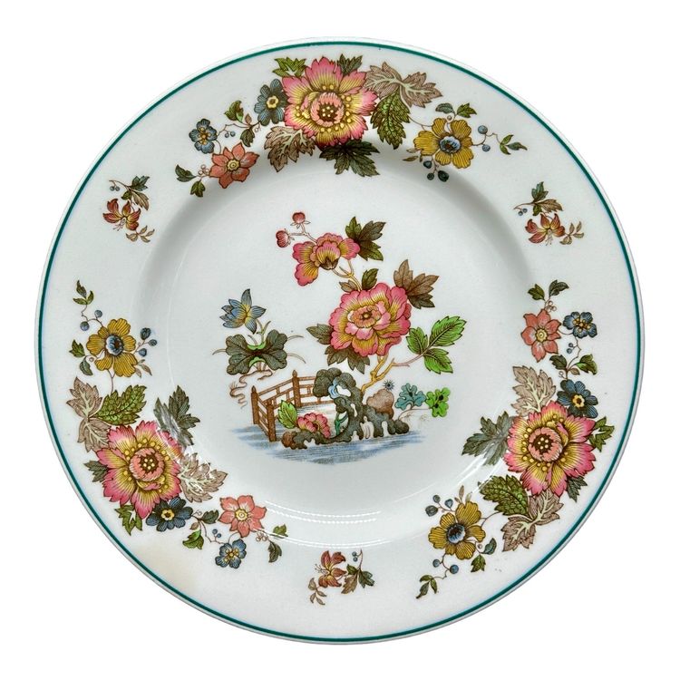 Lot De 3 Assiettes à Dessert Wedgwood Patrician – Faïence Anglaise Guirlande, Beige