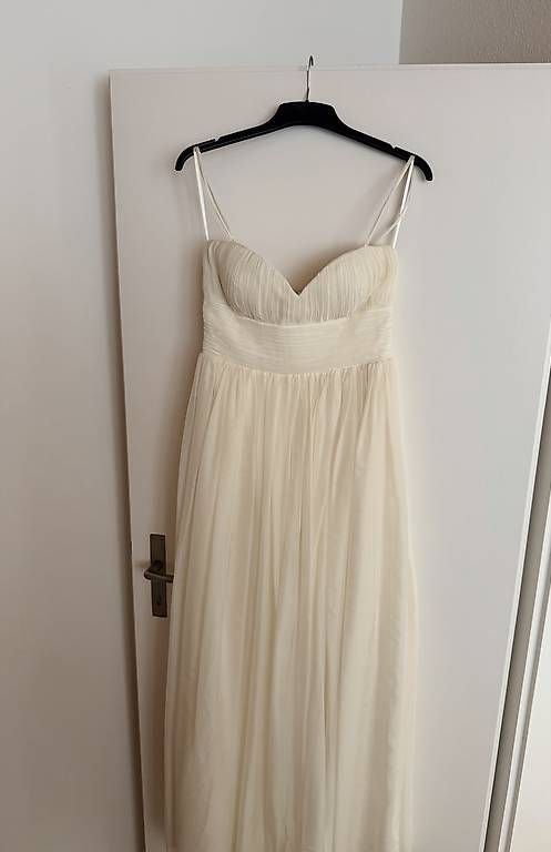 Vestiti: Cremefarbenes langes Abendkleid mit Chiffon / Gr. 38 – Usato da Weiningen ZH venduto da MelVintage 1