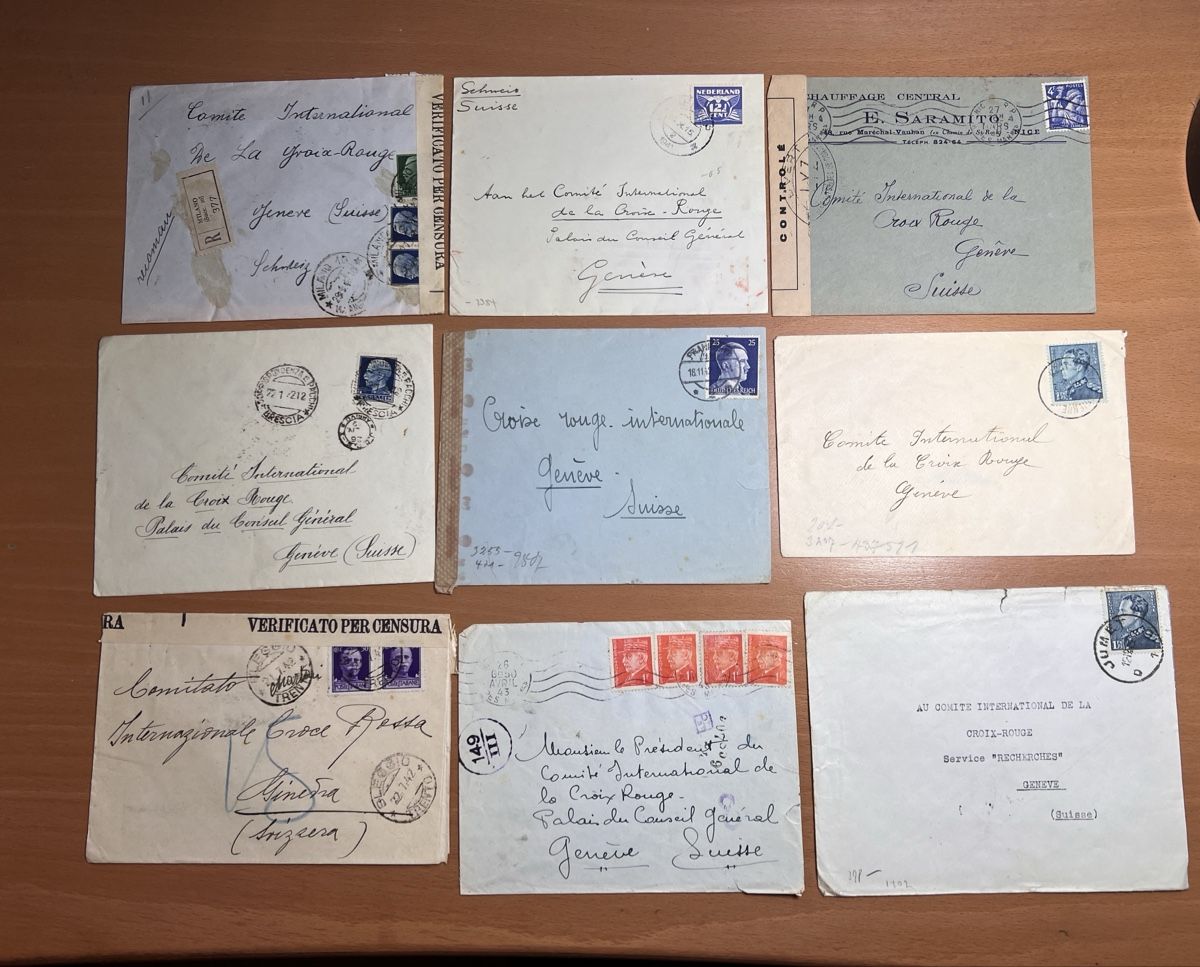 Tutti i francobolli: Rote Kreuz Briefe, Genf, WWll 14 stk. – Usato da Riehen venduto da Higgins7