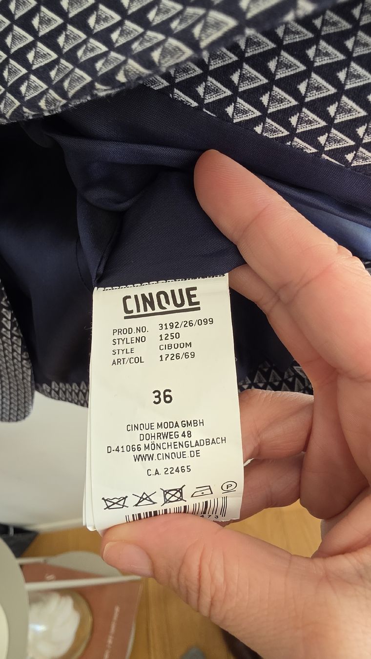 Giacche: Cinque Blazer Geometric Pattern Blue White Size 36 – Usato da Zug venduto da Cramoisan 4