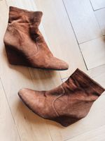 Keilstiefeletten Leder braun Groesse 39 gebrauchter Zustand