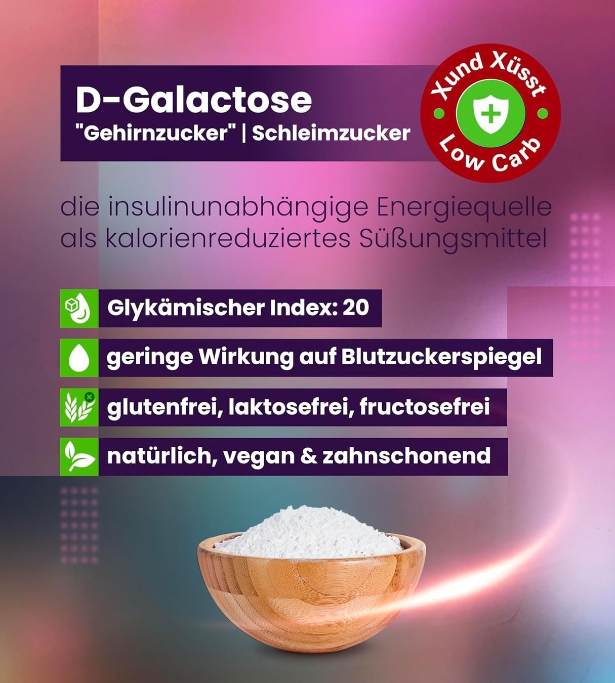 Lebensmittel & Spezialitäten: D-Galactose feinstes Pulver 500g | Grosspackung – Neu und originalverpackt aus Zug von Xylitquelle 1