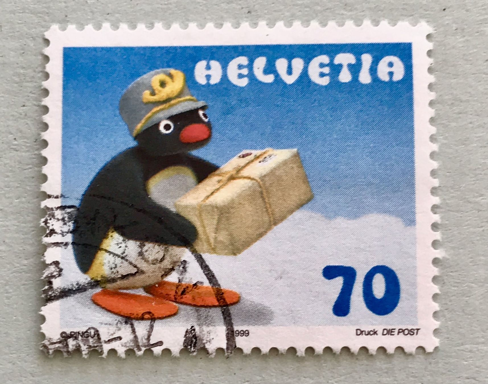 Alle Briefmarken: Nr.987 mit Stempel Klein Pingu als Postbote 1999 – Gebraucht aus Aarau von Billa007