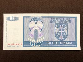 Banja Luka 1992 - 100 Dinar UNC