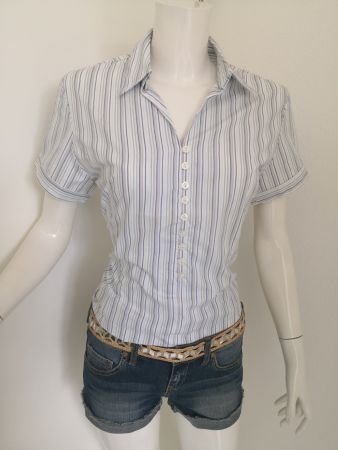 🤩BIAGGINI GESTREIFTE-BLUSE KURZARM MULTICOLOR, SILBER-FADEN