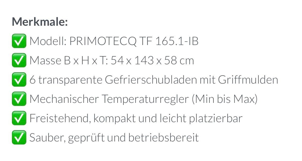 Fust Congelatori: Fust Primotecq TF 165.1-IB Gefrierschrank – Usato da Zürich venduto da nicoleichholzer 6