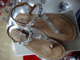 Neu Tamaris Zehensandaletten Gr.40 mit Strass besetzt