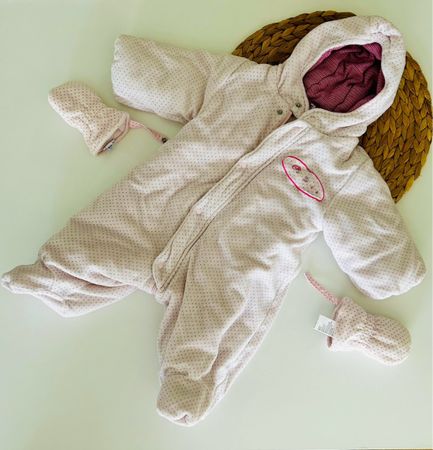 Combinaison pilote bébé rose 67cm hiver chaud douillet