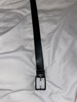Ceinture classique pour homme en cuir noir, boucle métal