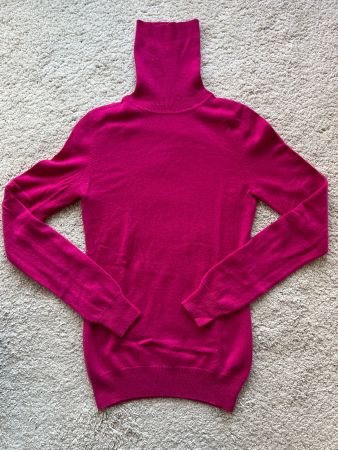 Pull à col roulé Uniqlo 100% cachemire fuchsia comme neuf XS