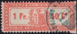1.50 Fr Fiskalmarke vom Kanton WALLIS