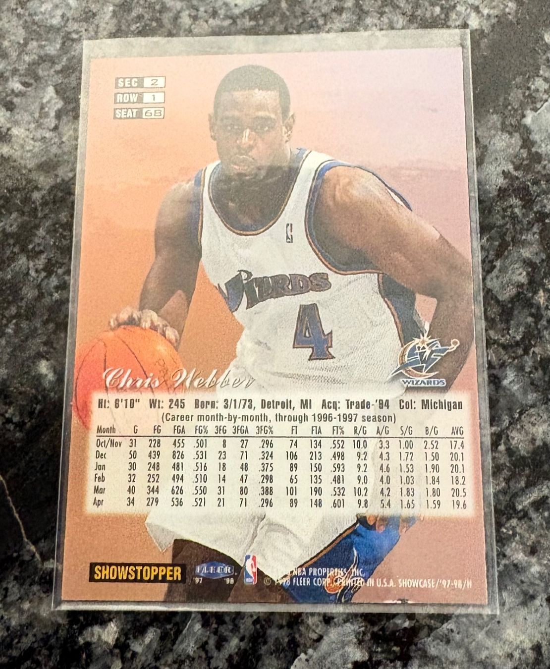 Nba Carte collezionabili: NBA Chris Webber Flair Showcase 97/98 Row 1 Card – Nuovo (secondo la descrizione) da Muttenz venduto da joba23 1