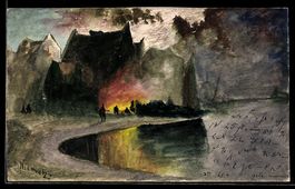 Handgemalt: Schrems, Grosses Feuer im Or