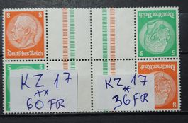 Zusammendrücken Mi-Nr. KZ 17 x2 Postfrisch + ungebraucht 95F