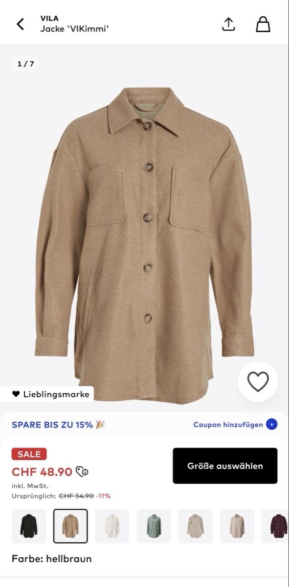 Vila Giacche: Vila Jacke Oversize, Gr. XS, hellbraun – Usato da Olten venduto da Sarastuebi 1