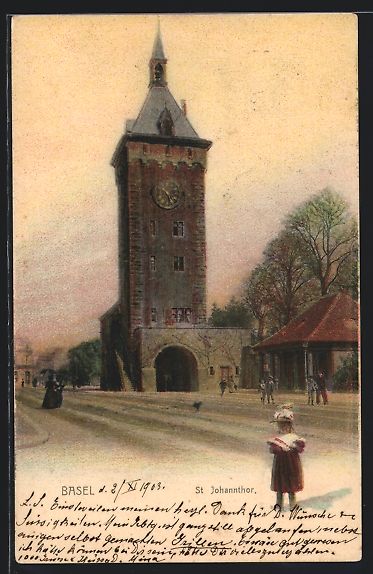 Cartoline postali: Basel, Strassenpartie am St. Johannthor – Usato da Berlin venduto da bartko-reher
