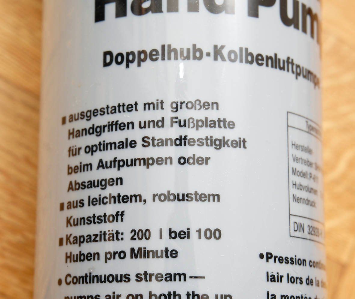 Pumpen & Teile: Doppelhub Luftpumpe Schlauchboot Luftmatratze etc. – Neu und originalverpackt aus Bern von Maccalvin 4