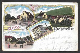 Hofstetten farbige Lithografie 4 Bilder Dorfstrasse etc.