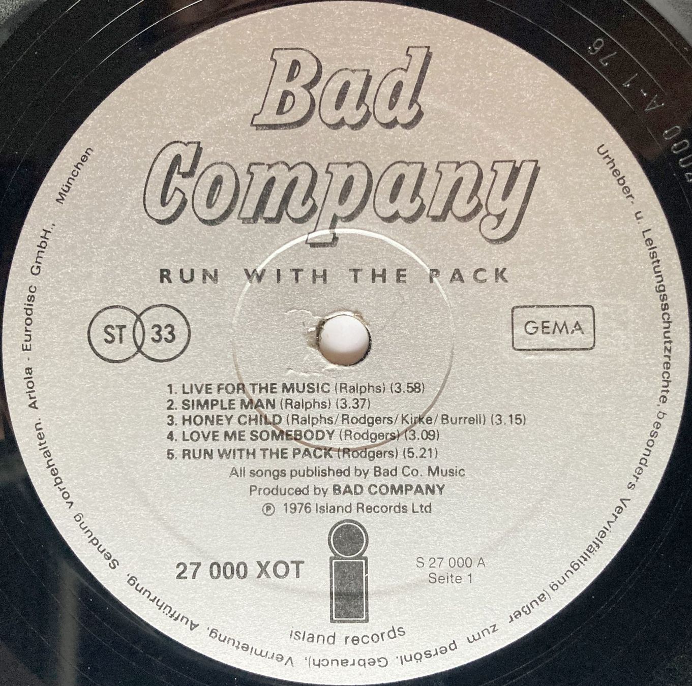 Dischi in vinile: BAD COMPANY - RUN WITH THE PACK – Usato da Bottens venduto da hotter-than-hell 2