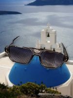 Sonnenbrille grau im Retro-Stil, mit Putztuch