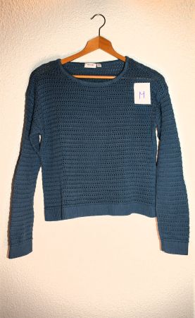 Vila Grobstrick-Pullover, blau, Gr. M