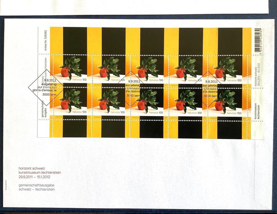 Alle Briefmarken: 2011 Schweiz FDC Kleinbogen Kunstmuseum Liechtenstein – Neu (gemäss Beschreibung) aus Liestal von Skunk02