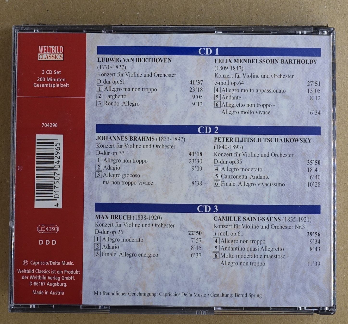 CD: Die schönsten Violinkonzerte (3 CDs) - F18 – Usato da Sessa venduto da fraenklishop 1