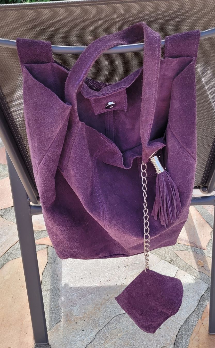 Borse da donna: BEAU Sac en daim violet foncé – Nuovo (secondo la descrizione) da St-Triphon venduto da urm22el00 3