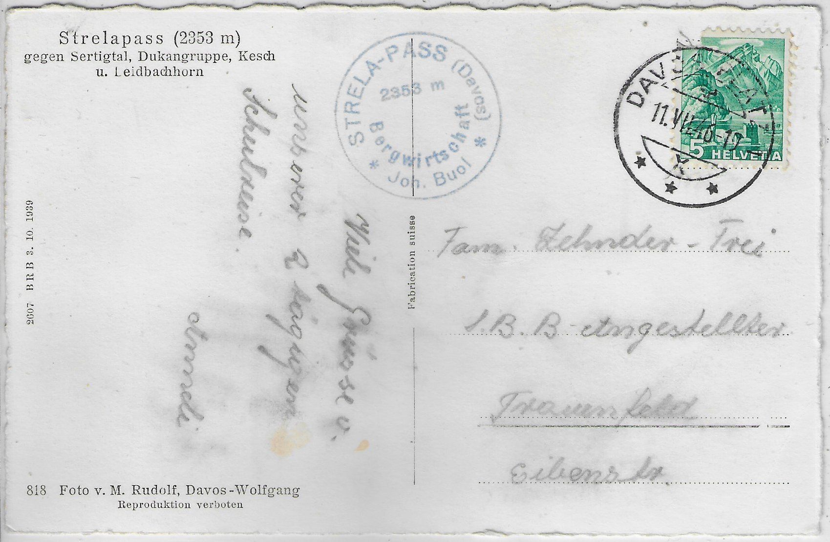 Cartoline postali: Strelapass – Usato da Ettingen venduto da Kartenplanet 1