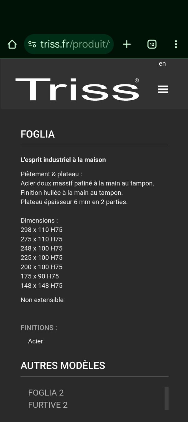 Tavoli: Table acier Triss Folgia – Usato da Bulle venduto da Benoit222 5