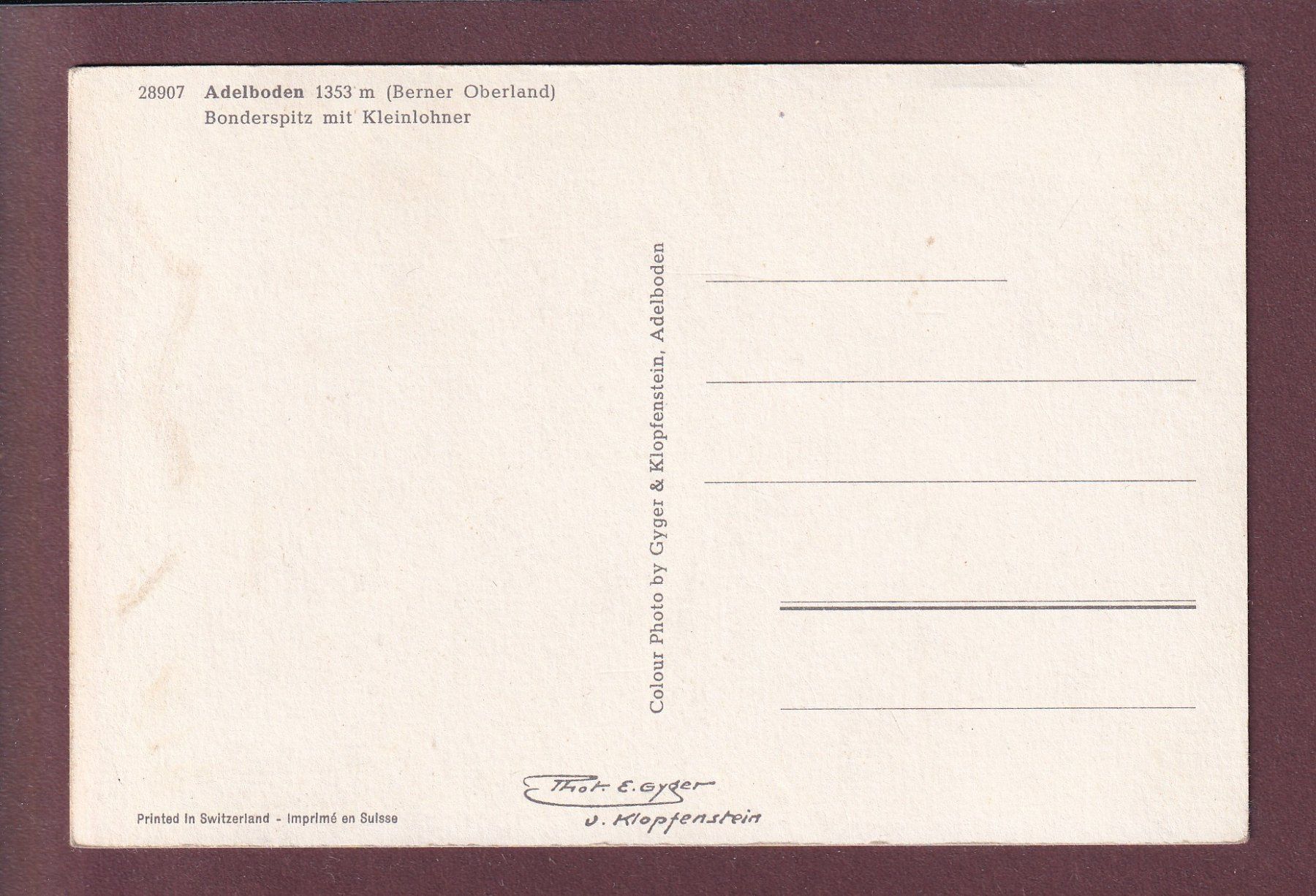 Cartoline postali: ADELBODEN - Bonderspitz - Kleinlohner – Usato da Pully venduto da nicecards 1