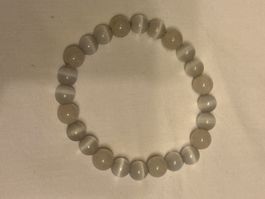 Bracelet en perles oeil de chat, gris, état d'occasion (406)