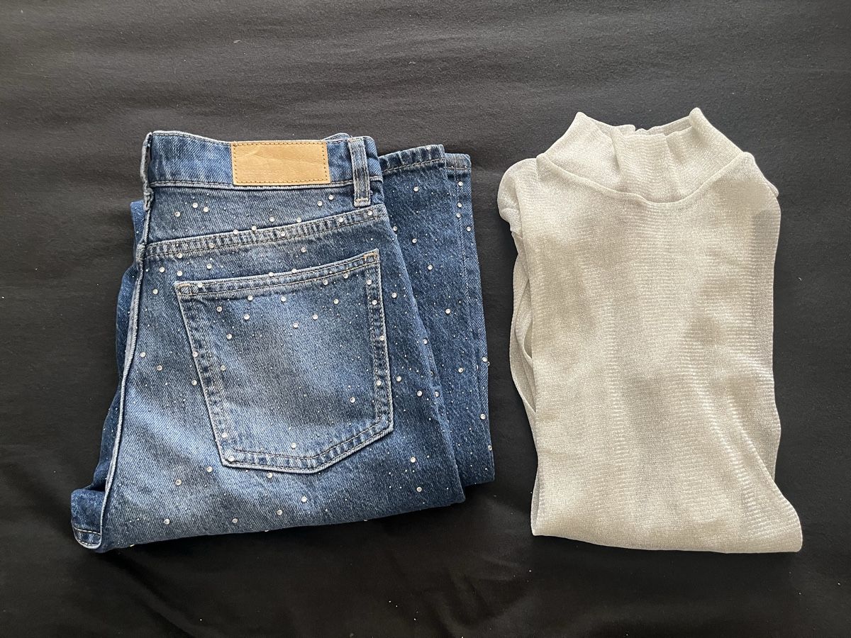 Kleiderpakete: Jeans mit Strasssteinen + glitzernde Top – Neu (gemäss Beschreibung) aus Olten von sae_82z2 9
