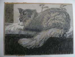 2 KohleZeichnungen KATZEN, Copien von 1945