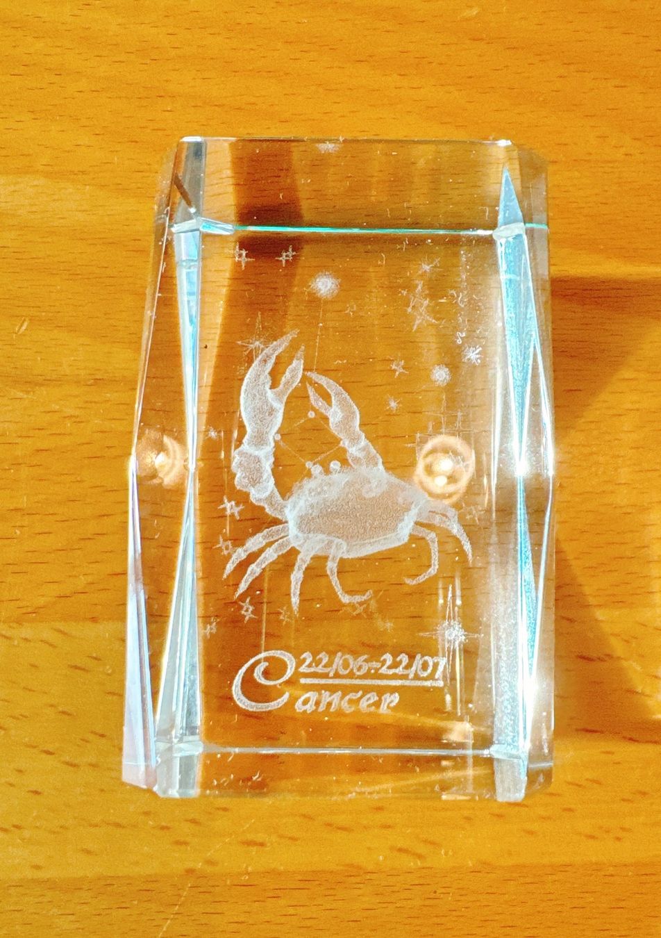 Tutte le decorazioni: Glaswürfel mit 3D Gravur Sternzeichen Krebs – Usato da Muttenz venduto da denise06 1