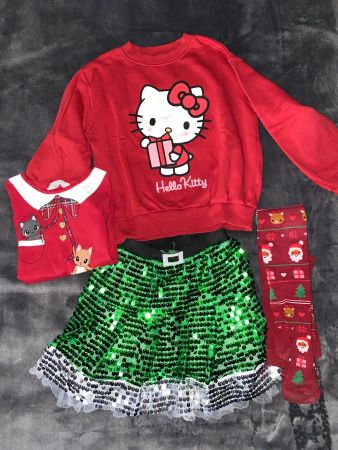 Ensemble Noël Hello Kitty avec jupe taille 6-8 ans