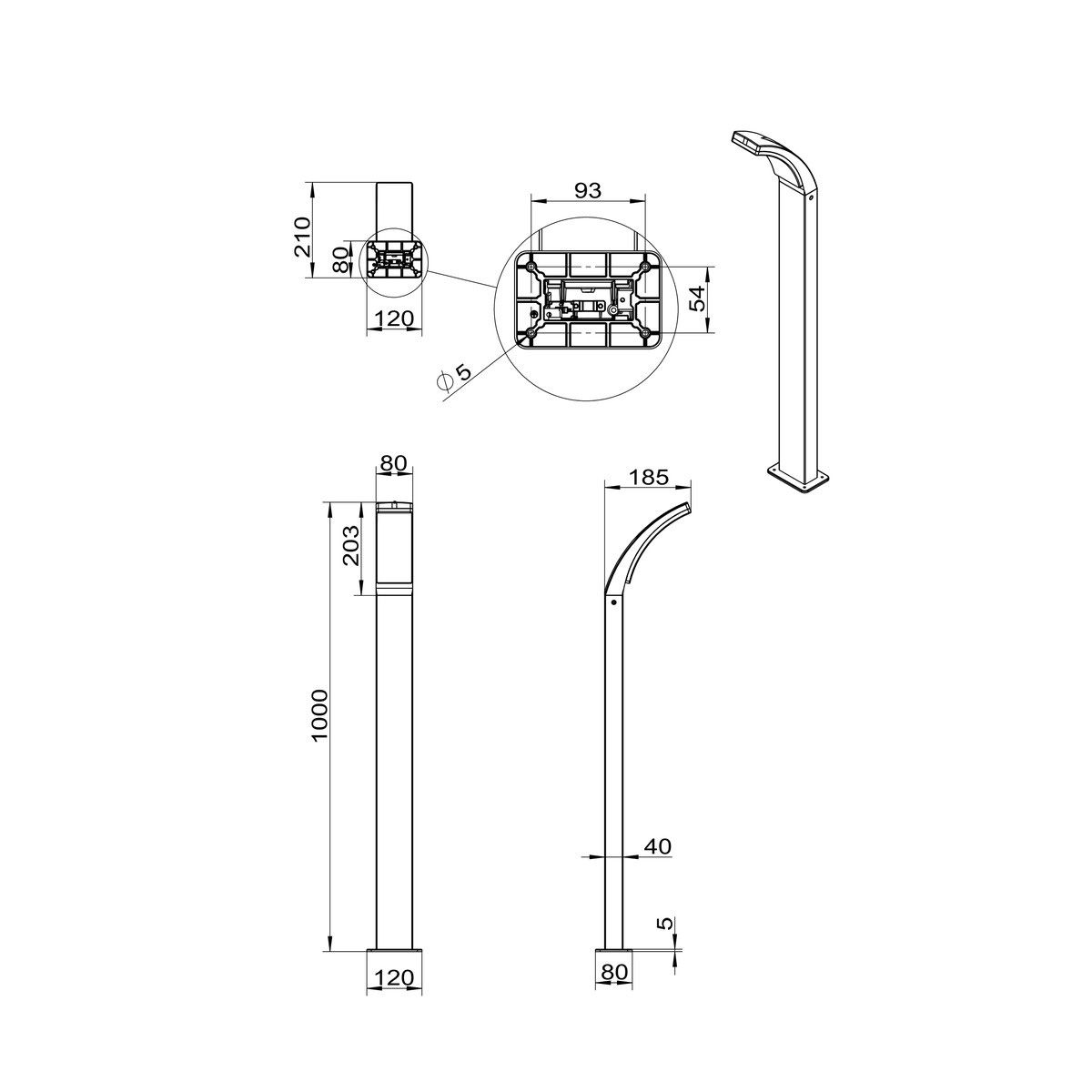 Lampade: LED Aussen Stehleuchte, IP44, 100 cm – Nuovo (secondo la descrizione) da Kreuzlingen venduto da Smart-Light 1
