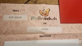 Gutschein Mr. Brunch im Wert von Fr. 200.00