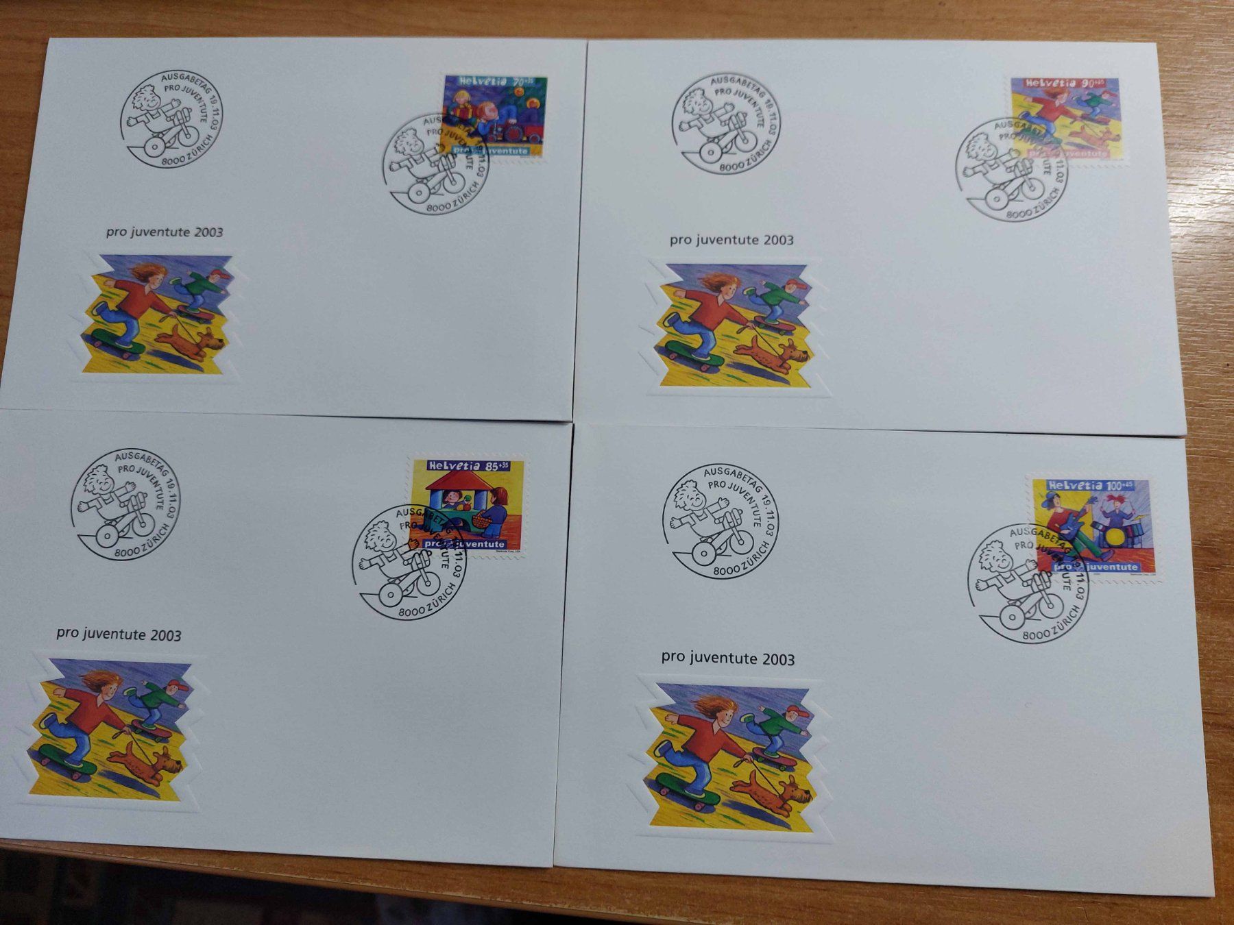 Tutti i francobolli: FJ2003 - 4 FDC Pro Juventute 2003 – Usato da Trélex venduto da Phil_Albert