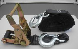 16 Stk. Spanngurt / Spannset mit Rundhaken, 2 T x 6 M, black