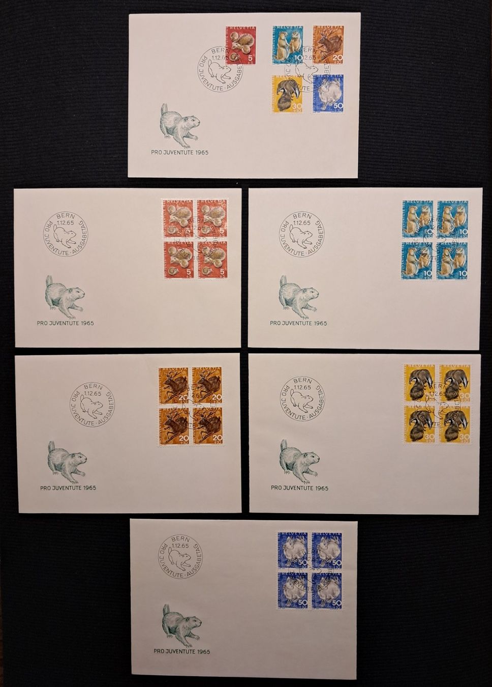 Tous les timbres: 6 FDC PRO JUVENTUTE - ET - 1.12.65 – D'occasion à Ponto Valentino par giorgia06