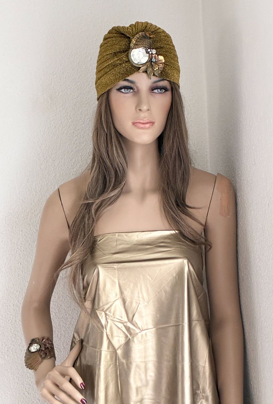 Spille & Fermagli: Antiker Modeschmuck Armspange/Brosche Messing m. Glassteinen – Usato da Kloten venduto da Nephty 6