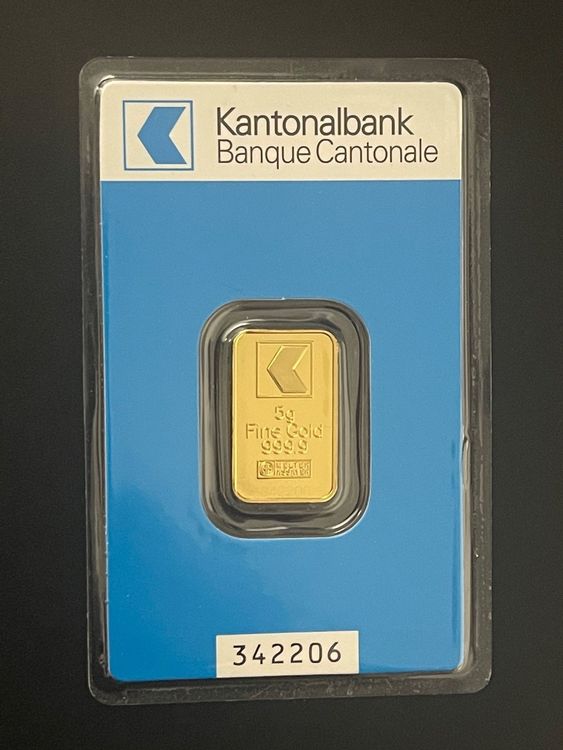 Metalli preziosi: Goldbarren 5 g Kantonal Bank – Nuovo e nell'imballaggio originale da Untersiggenthal venduto da byiggy