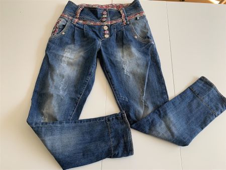 BLUE WHITE Hammer high Waist Jeans Gr. 34