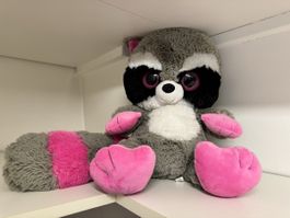 Stofftier Waschbär rosa, relativ gross, guter Zustand