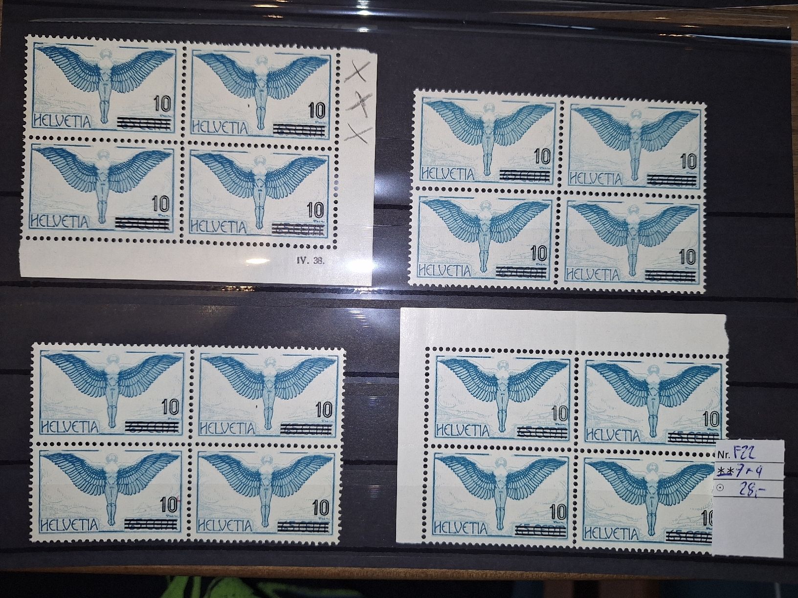 Tutti i francobolli: Lot Flugpost Blocks Kat ca 400.- – Usato da Balgach venduto da SIMEON27 5