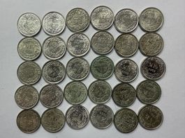 30 Stk 50 Rp Silber Div.Jahre (70)