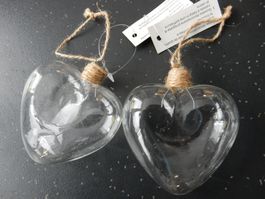 2x Herz Christbaumkugel Weihnachten Weihnachtskugel Glas