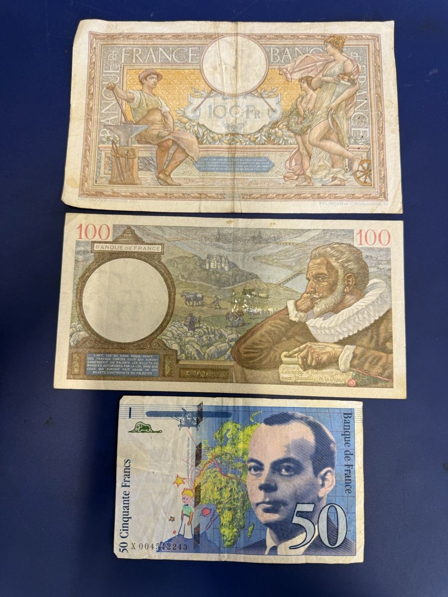 Banconote: Frankreich Banknoten Sammlung - Cent Francs – Usato da Strengelbach venduto da RaenAntikDesign 1